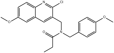 Propanamide, N-[(2-chloro-6-methoxy-3-quinolinyl)methyl]-N-[(4-methoxyphenyl)methyl]- (9CI) Struktur