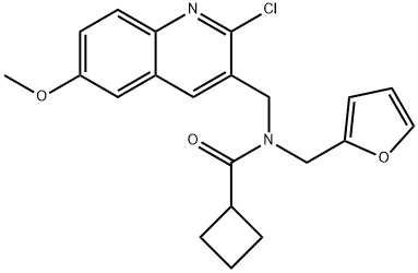 Cyclobutanecarboxamide, N-[(2-chloro-6-methoxy-3-quinolinyl)methyl]-N-(2-furanylmethyl)- (9CI) Struktur