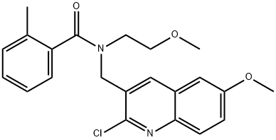 Benzamide, N-[(2-chloro-6-methoxy-3-quinolinyl)methyl]-N-(2-methoxyethyl)-2-methyl- (9CI) Struktur