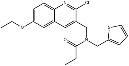 Propanamide, N-[(2-chloro-6-ethoxy-3-quinolinyl)methyl]-N-(2-thienylmethyl)- (9CI) Struktur