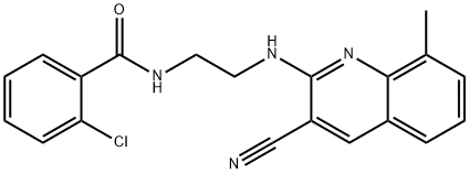 Benzamide, 2-chloro-N-[2-[(3-cyano-8-methyl-2-quinolinyl)amino]ethyl]- (9CI) Struktur