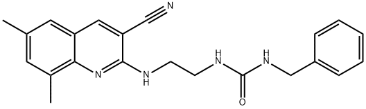 Urea, N-[2-[(3-cyano-6,8-dimethyl-2-quinolinyl)amino]ethyl]-N-(phenylmethyl)- (9CI) Struktur