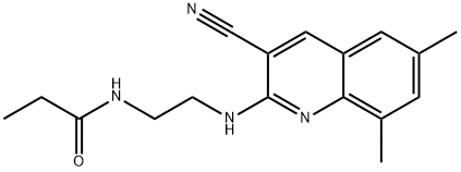 Propanamide, N-[2-[(3-cyano-6,8-dimethyl-2-quinolinyl)amino]ethyl]- (9CI) Struktur