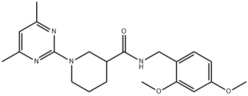 -Piperidinecarboxamide, N-[(2,4-dimethoxyphenyl)methyl]-1-(4,6-dimethyl-2-pyrimidinyl)- (9CI) Struktur