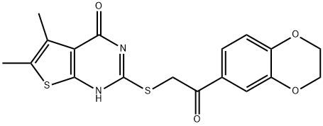 Thieno[2,3-d]pyrimidin-4(1H)-one, 2-[[2-(2,3-dihydro-1,4-benzodioxin-6-yl)-2-oxoethyl]thio]-5,6-dimethyl- (9CI) Struktur