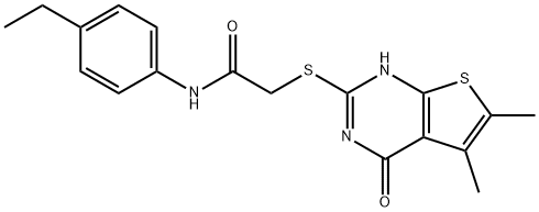 Acetamide, 2-[(1,4-dihydro-5,6-dimethyl-4-oxothieno[2,3-d]pyrimidin-2-yl)thio]-N-(4-ethylphenyl)- (9CI) Struktur