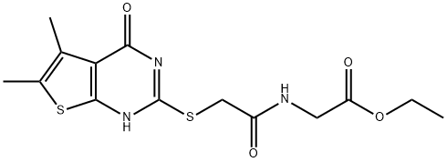 Glycine, N-[[(1,4-dihydro-5,6-dimethyl-4-oxothieno[2,3-d]pyrimidin-2-yl)thio]acetyl]-, ethyl ester (9CI) Struktur