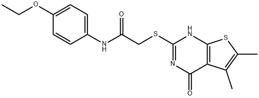 Acetamide, 2-[(1,4-dihydro-5,6-dimethyl-4-oxothieno[2,3-d]pyrimidin-2-yl)thio]-N-(4-ethoxyphenyl)- (9CI) Struktur