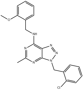 3H-1,2,3-Triazolo[4,5-d]pyrimidin-7-amine, 3-[(2-chlorophenyl)methyl]-N-[(2-methoxyphenyl)methyl]-5-methyl- (9CI) Struktur