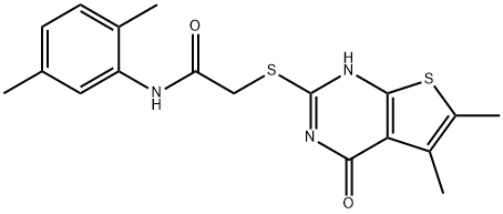 Acetamide, 2-[(1,4-dihydro-5,6-dimethyl-4-oxothieno[2,3-d]pyrimidin-2-yl)thio]-N-(2,5-dimethylphenyl)- (9CI) Struktur