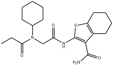 Benzo[b]thiophene-3-carboxamide, 2-[[[cyclohexyl(1-oxopropyl)amino]acetyl]amino]-4,5,6,7-tetrahydro- (9CI) Struktur