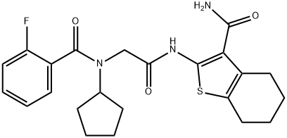 Benzo[b]thiophene-3-carboxamide, 2-[[[cyclopentyl(2-fluorobenzoyl)amino]acetyl]amino]-4,5,6,7-tetrahydro- (9CI) Struktur