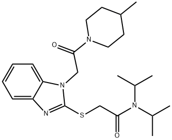 Acetamide, N,N-bis(1-methylethyl)-2-[[1-[2-(4-methyl-1-piperidinyl)-2-oxoethyl]-1H-benzimidazol-2-yl]thio]- (9CI) Struktur