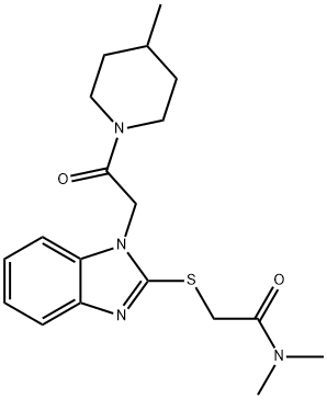 Acetamide, N,N-dimethyl-2-[[1-[2-(4-methyl-1-piperidinyl)-2-oxoethyl]-1H-benzimidazol-2-yl]thio]- (9CI) Struktur