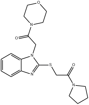 Morpholine, 4-[[2-[[2-oxo-2-(1-pyrrolidinyl)ethyl]thio]-1H-benzimidazol-1-yl]acetyl]- (9CI) Struktur