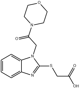 Acetic acid, [[1-[2-(4-morpholinyl)-2-oxoethyl]-1H-benzimidazol-2-yl]thio]- (9CI) Struktur