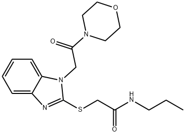 Acetamide, 2-[[1-[2-(4-morpholinyl)-2-oxoethyl]-1H-benzimidazol-2-yl]thio]-N-propyl- (9CI) Struktur