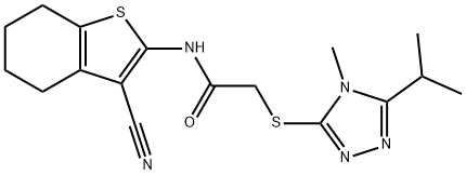 Acetamide, N-(3-cyano-4,5,6,7-tetrahydrobenzo[b]thien-2-yl)-2-[[4-methyl-5-(1-methylethyl)-4H-1,2,4-triazol-3-yl]thio]- (9CI) Struktur