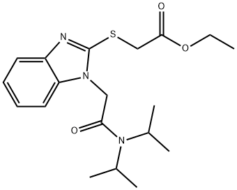 Acetic acid, [[1-[2-[bis(1-methylethyl)amino]-2-oxoethyl]-1H-benzimidazol-2-yl]thio]-, ethyl ester (9CI) Struktur