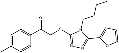 Ethanone, 2-[[4-butyl-5-(2-furanyl)-4H-1,2,4-triazol-3-yl]thio]-1-(4-methylphenyl)- (9CI) Struktur