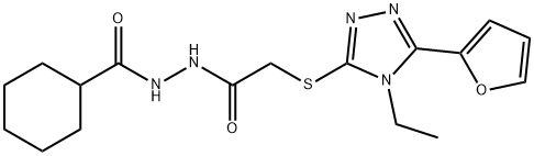 Cyclohexanecarboxylic acid, 2-[[[4-ethyl-5-(2-furanyl)-4H-1,2,4-triazol-3-yl]thio]acetyl]hydrazide (9CI) Struktur