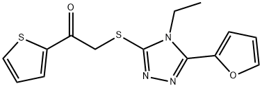 Ethanone, 2-[[4-ethyl-5-(2-furanyl)-4H-1,2,4-triazol-3-yl]thio]-1-(2-thienyl)- (9CI) Struktur