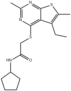 Acetamide, N-cyclopentyl-2-[(5-ethyl-2,6-dimethylthieno[2,3-d]pyrimidin-4-yl)thio]- (9CI) Struktur