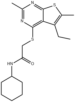 Acetamide, N-cyclohexyl-2-[(5-ethyl-2,6-dimethylthieno[2,3-d]pyrimidin-4-yl)thio]- (9CI) Struktur