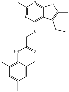 Acetamide, 2-[(5-ethyl-2,6-dimethylthieno[2,3-d]pyrimidin-4-yl)thio]-N-(2,4,6-trimethylphenyl)- (9CI) Struktur