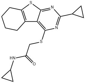 Acetamide, N-cyclopropyl-2-[(2-cyclopropyl-5,6,7,8-tetrahydro[1]benzothieno[2,3-d]pyrimidin-4-yl)thio]- (9CI) Struktur