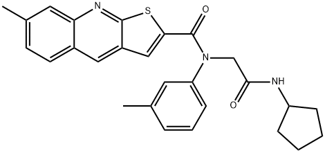 Thieno[2,3-b]quinoline-2-carboxamide, N-[2-(cyclopentylamino)-2-oxoethyl]-7-methyl-N-(3-methylphenyl)- (9CI) Struktur