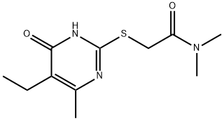 Acetamide, 2-[(5-ethyl-1,4-dihydro-6-methyl-4-oxo-2-pyrimidinyl)thio]-N,N-dimethyl- (9CI) Struktur