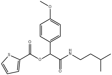 2-Thiophenecarboxylicacid,1-(4-methoxyphenyl)-2-[(3-methylbutyl)amino]-2-oxoethylester(9CI) Struktur