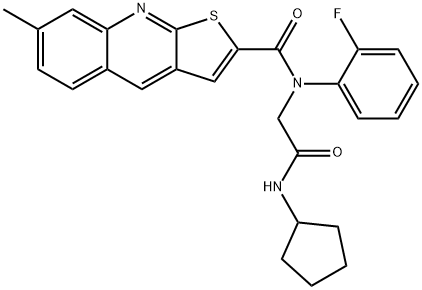 Thieno[2,3-b]quinoline-2-carboxamide, N-[2-(cyclopentylamino)-2-oxoethyl]-N-(2-fluorophenyl)-7-methyl- (9CI) Struktur