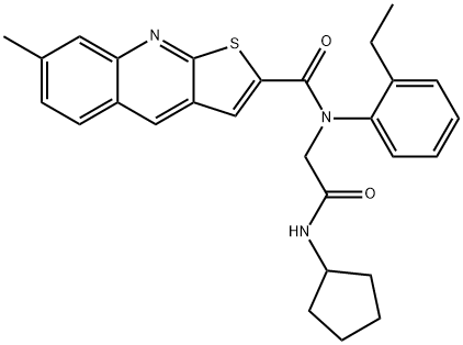 Thieno[2,3-b]quinoline-2-carboxamide, N-[2-(cyclopentylamino)-2-oxoethyl]-N-(2-ethylphenyl)-7-methyl- (9CI) Struktur