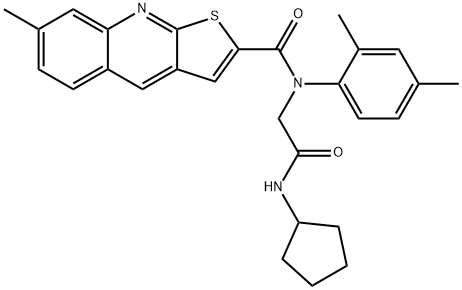 Thieno[2,3-b]quinoline-2-carboxamide, N-[2-(cyclopentylamino)-2-oxoethyl]-N-(2,4-dimethylphenyl)-7-methyl- (9CI) Struktur