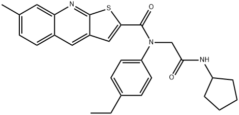 Thieno[2,3-b]quinoline-2-carboxamide, N-[2-(cyclopentylamino)-2-oxoethyl]-N-(4-ethylphenyl)-7-methyl- (9CI) Struktur