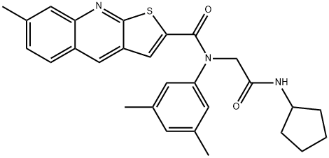 Thieno[2,3-b]quinoline-2-carboxamide, N-[2-(cyclopentylamino)-2-oxoethyl]-N-(3,5-dimethylphenyl)-7-methyl- (9CI) Struktur