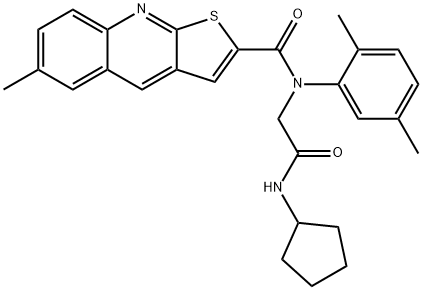 Thieno[2,3-b]quinoline-2-carboxamide, N-[2-(cyclopentylamino)-2-oxoethyl]-N-(2,5-dimethylphenyl)-6-methyl- (9CI) Struktur