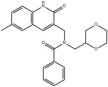 Benzamide, N-[(1,2-dihydro-6-methyl-2-oxo-3-quinolinyl)methyl]-N-(1,4-dioxan-2-ylmethyl)- (9CI) Struktur