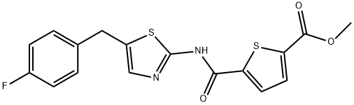 2-Thiophenecarboxylicacid,5-[[[5-[(4-fluorophenyl)methyl]-2-thiazolyl]amino]carbonyl]-,methylester(9CI) Struktur