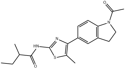 Butanamide, N-[4-(1-acetyl-2,3-dihydro-1H-indol-5-yl)-5-methyl-2-thiazolyl]-2-methyl- (9CI) Struktur