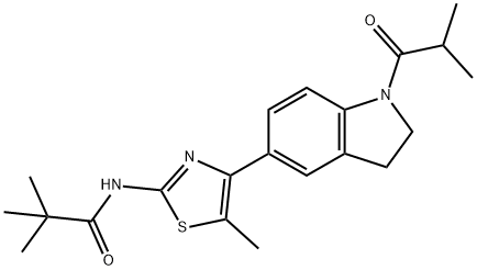 Propanamide, N-[4-[2,3-dihydro-1-(2-methyl-1-oxopropyl)-1H-indol-5-yl]-5-methyl-2-thiazolyl]-2,2-dimethyl- (9CI) Struktur