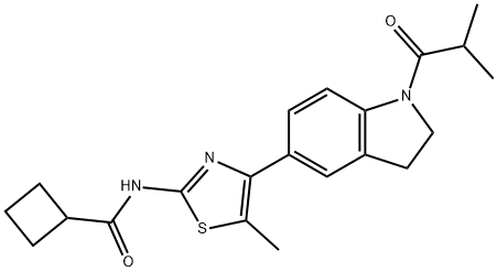 Cyclobutanecarboxamide, N-[4-[2,3-dihydro-1-(2-methyl-1-oxopropyl)-1H-indol-5-yl]-5-methyl-2-thiazolyl]- (9CI) Struktur