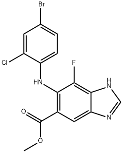 Methyl 6-(4-broMo-2-chlorophenylaMino)-7-fluoro-1H-benzo[d]iMidazole-5-carboxylate Struktur