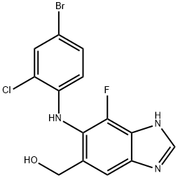 (6-(4-broMo-2-chlorophenylaMino)-7-fluoro-1H-benzo[d]iMidazol-5-yl)Methanol Struktur