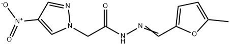 1H-Pyrazole-1-aceticacid,4-nitro-,[(5-methyl-2-furanyl)methylene]hydrazide(9CI) Struktur