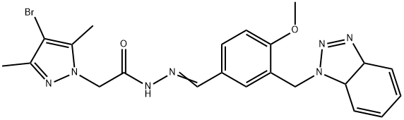 1H-Pyrazole-1-aceticacid,4-bromo-3,5-dimethyl-,[[3-[(3a,7a-dihydro-1H-benzotriazol-1-yl)methyl]-4-methoxyphenyl]methylene]hydrazide(9CI) Struktur