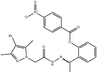 1H-Pyrazole-1-aceticacid,4-bromo-3,5-dimethyl-,[1-[2-[(4-nitrobenzoyl)oxy]phenyl]ethylidene]hydrazide(9CI) Struktur