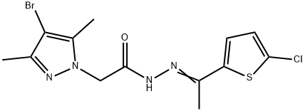 1H-Pyrazole-1-aceticacid,4-bromo-3,5-dimethyl-,[1-(5-chloro-2-thienyl)ethylidene]hydrazide(9CI) Struktur